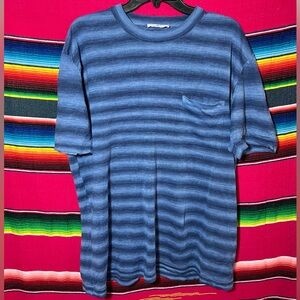 Mr. Porter Linen Striped Pocket T Shirt Size XL Blue